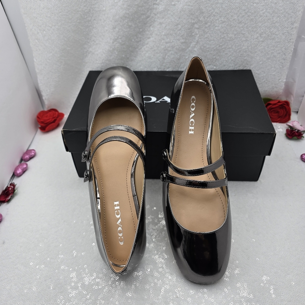 Coach Metallic Leather Winley Mary Jane Women's sz 10 - Picture 7 of 16